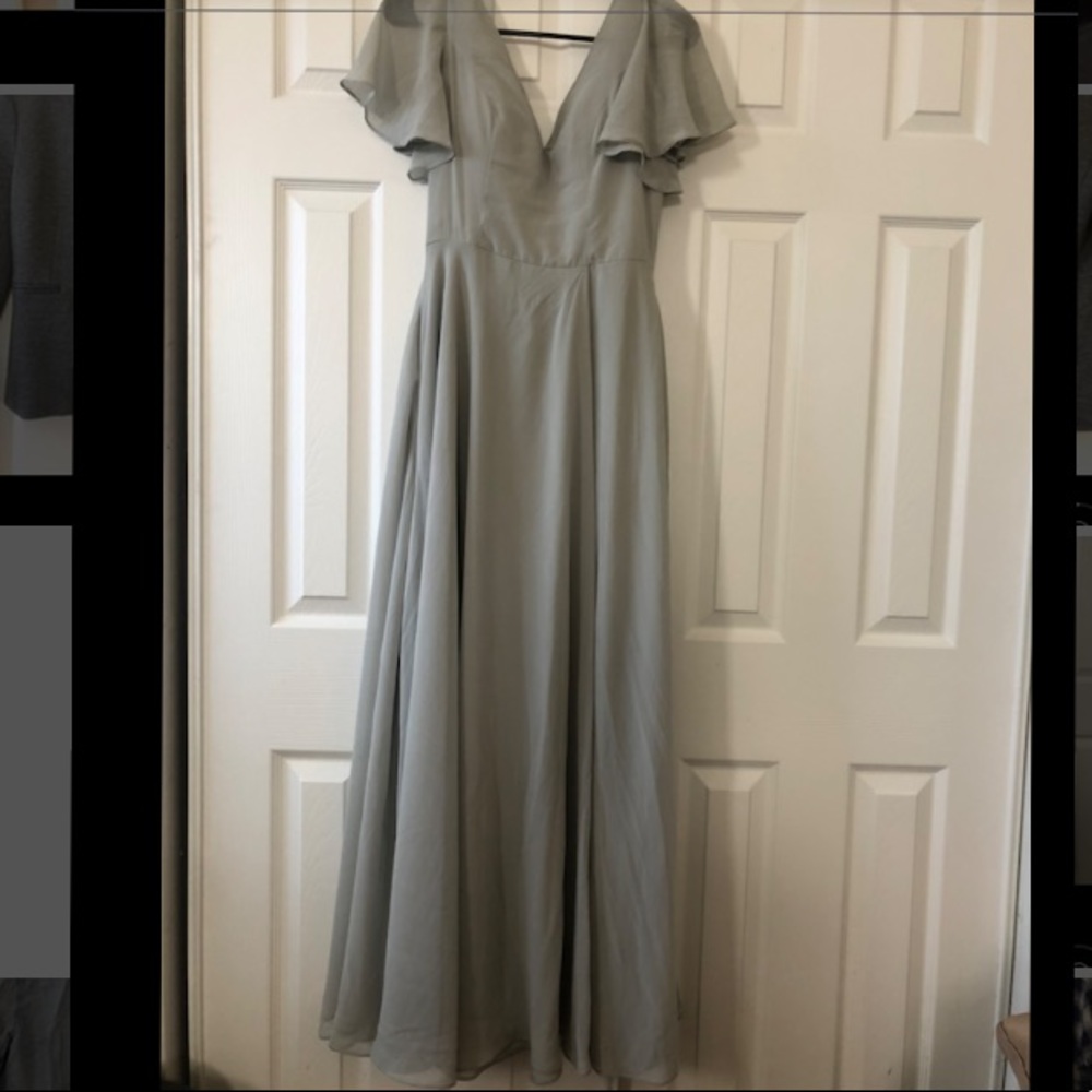 Dear Cleo “Zoey” bridesmaids dress. Color is pistachio size 4